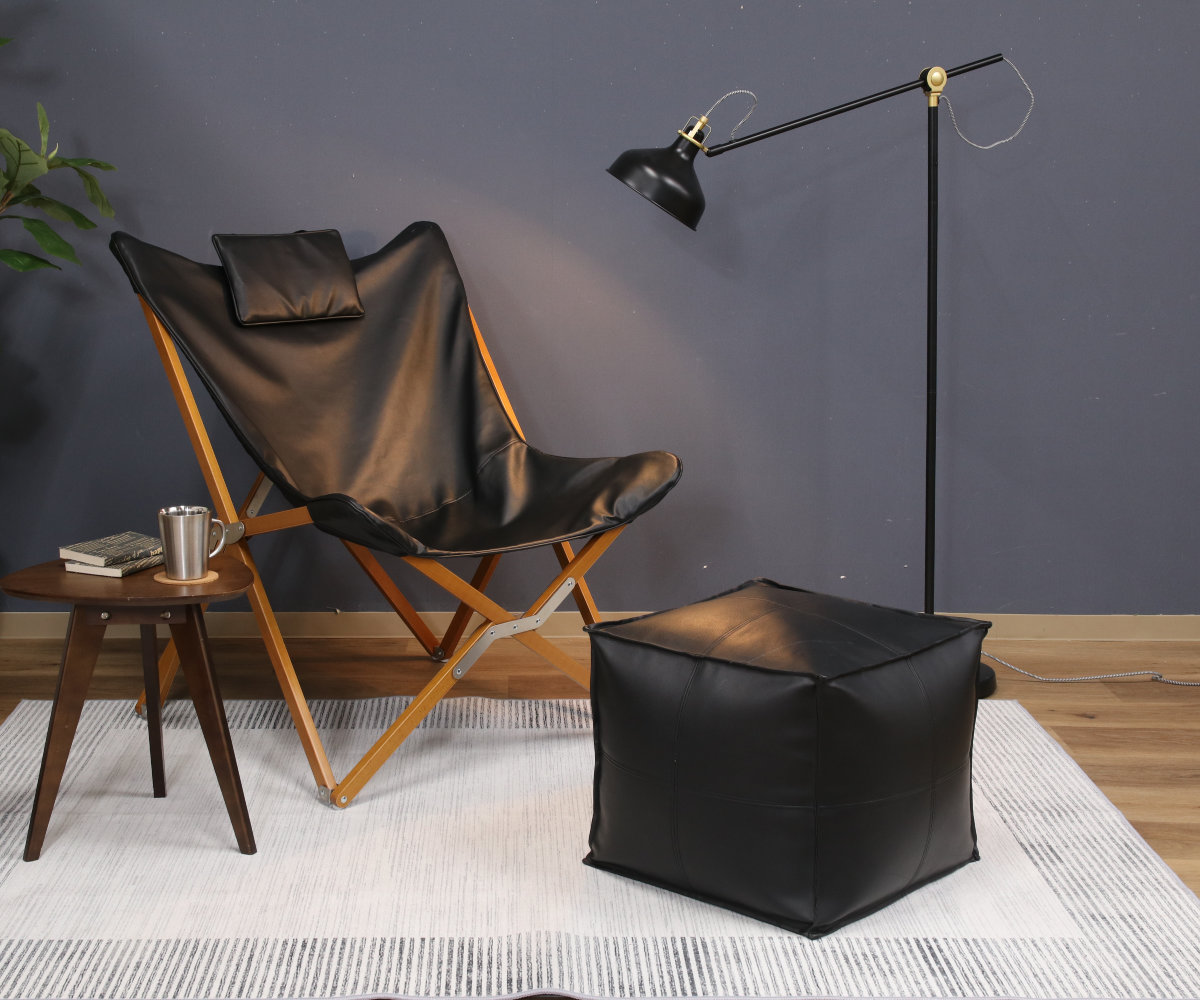 スツール 超軽量 1.5kg 高さ42cm オットマン フロート ( クッション 軽い レザー調 足置き 1人掛け ソファ 立方体 リビング ソファー 腰掛け オフィス おしゃれ 軽量 チェア フットレスト 座り心地 快適 ) 【ブラック】 ブラック