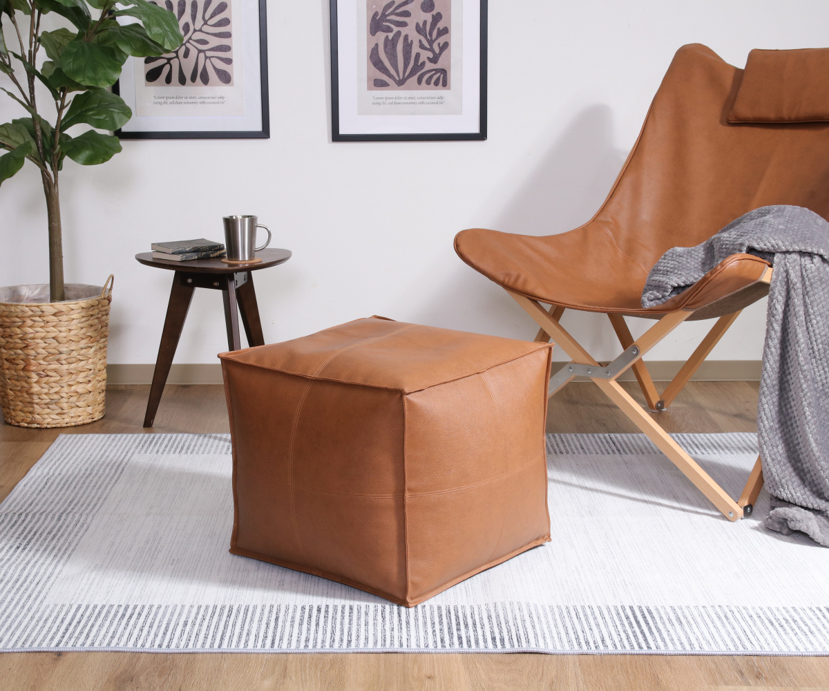 スツール 超軽量 1.5kg 高さ42cm オットマン フロート ( クッション 軽い レザー調 足置き 1人掛け ソファ 立方体 リビング ソファー 腰掛け オフィス おしゃれ 軽量 チェア フットレスト 座り心地 快適 ) 【ブラック】 ブラック