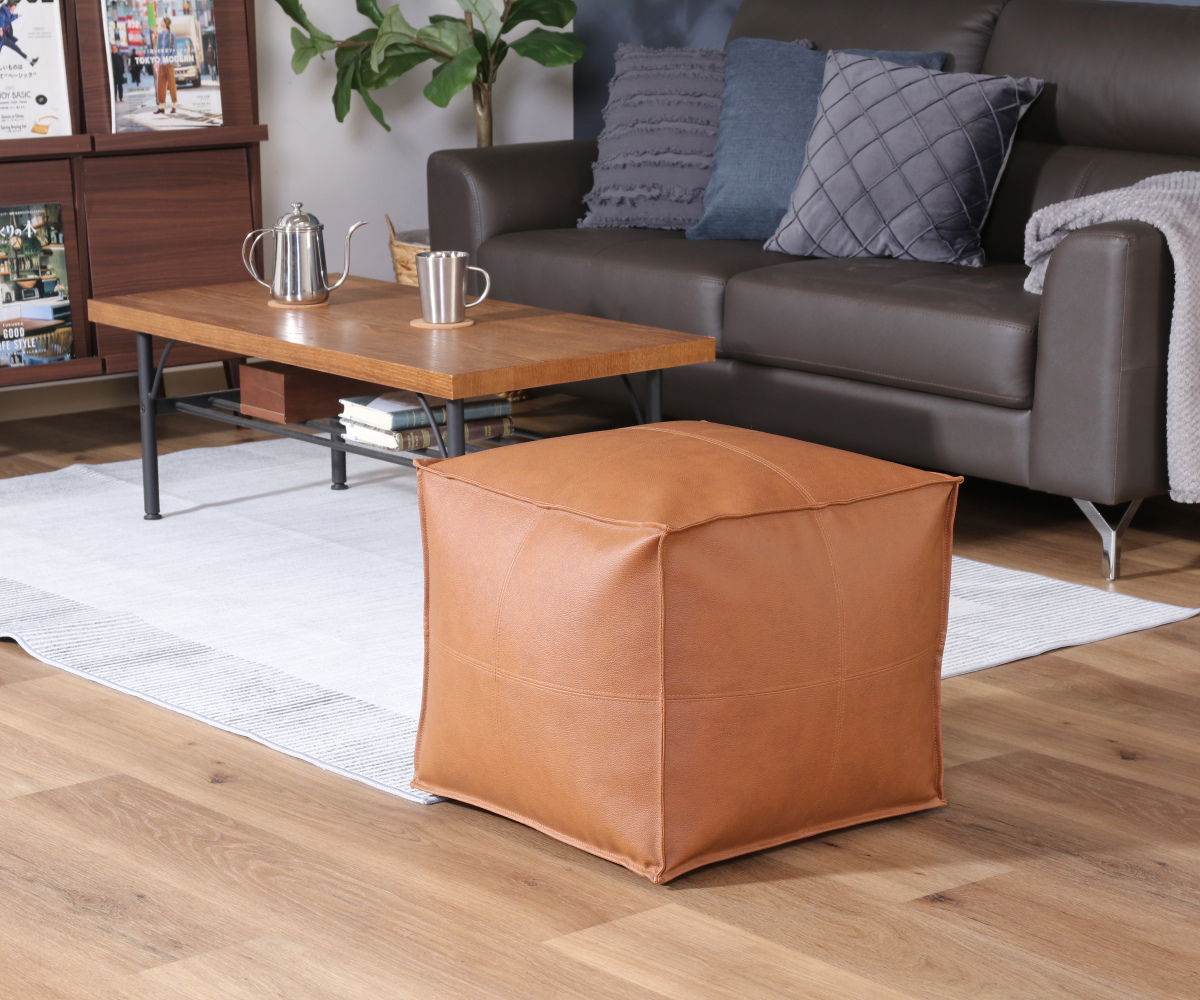 スツール 超軽量 1.5kg 高さ42cm オットマン フロート ( クッション 軽い レザー調 足置き 1人掛け ソファ 立方体 リビング ソファー 腰掛け オフィス おしゃれ 軽量 チェア フットレスト 座り心地 快適 ) 【ブラック】 ブラック