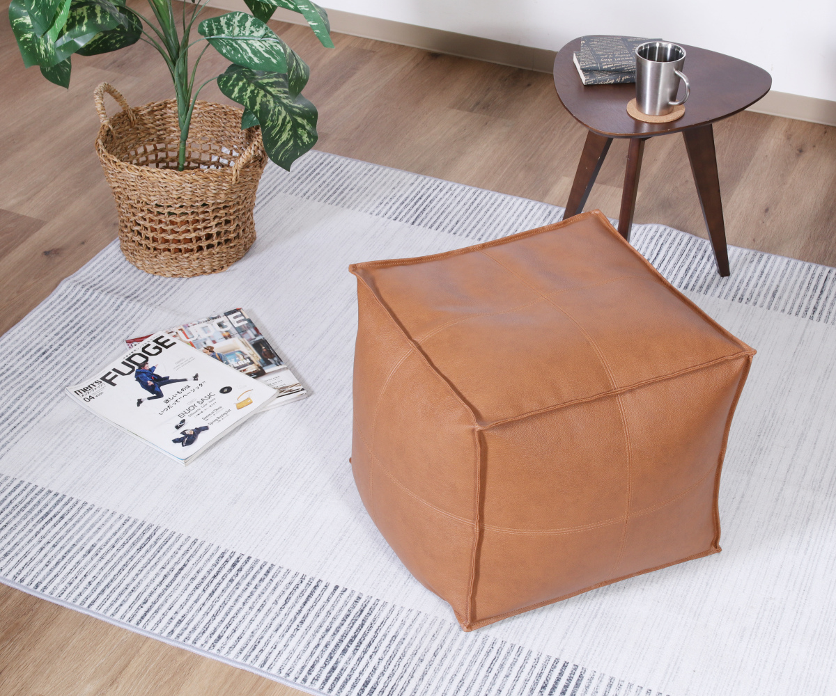 スツール 超軽量 1.5kg 高さ42cm オットマン フロート ( クッション 軽い レザー調 足置き 1人掛け ソファ 立方体 リビング ソファー 腰掛け オフィス おしゃれ 軽量 チェア フットレスト 座り心地 快適 ) 【ブラック】 ブラック