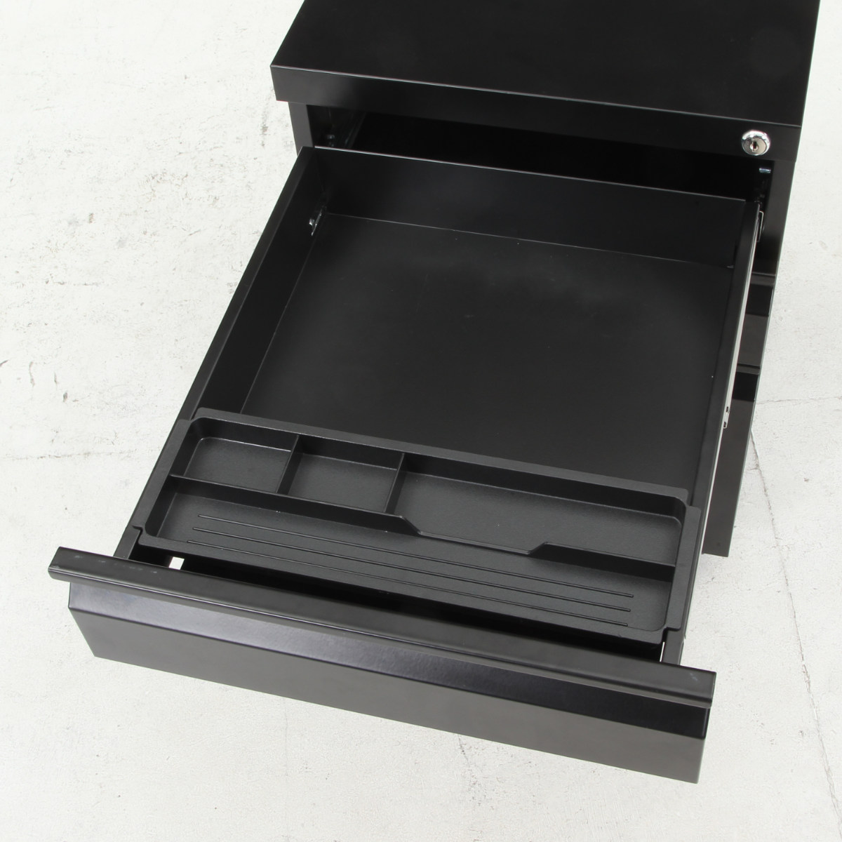 デスクワゴン キャスター付 3段 幅39cm カプリス ( ワゴン サイドワゴン 鍵付き 引き出し 収納 A4 ペントレー付き サイドチェスト 脇机 キャビネット 高さ60cm サイドキャビネット 書類整理 おしゃれ デスク横 デスク下 引出し ) 【ブラック】 ブラック