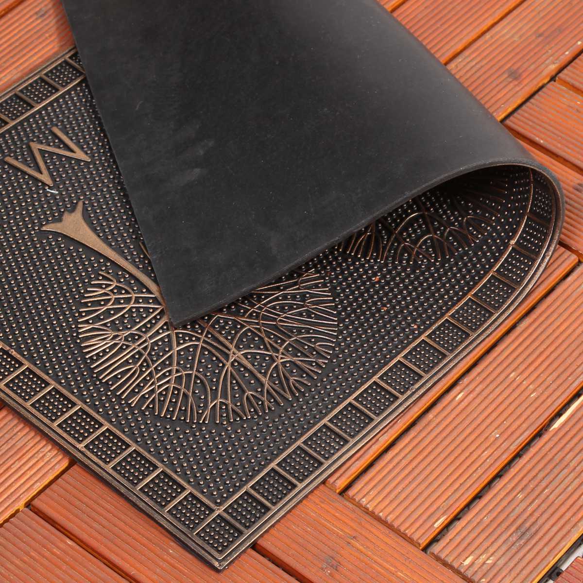 玄関マット 屋外 ラバーマット 北欧 45×75 ( 泥落とし 洗える 水洗い 弾力 マット 滑り止め 雨 ラバー ゴム 幅75cm おしゃれ カフェ ベランダ デッキ テラス 玄関 ゴム素材 外用 室内 薄手 ) 【チェック】 チェック