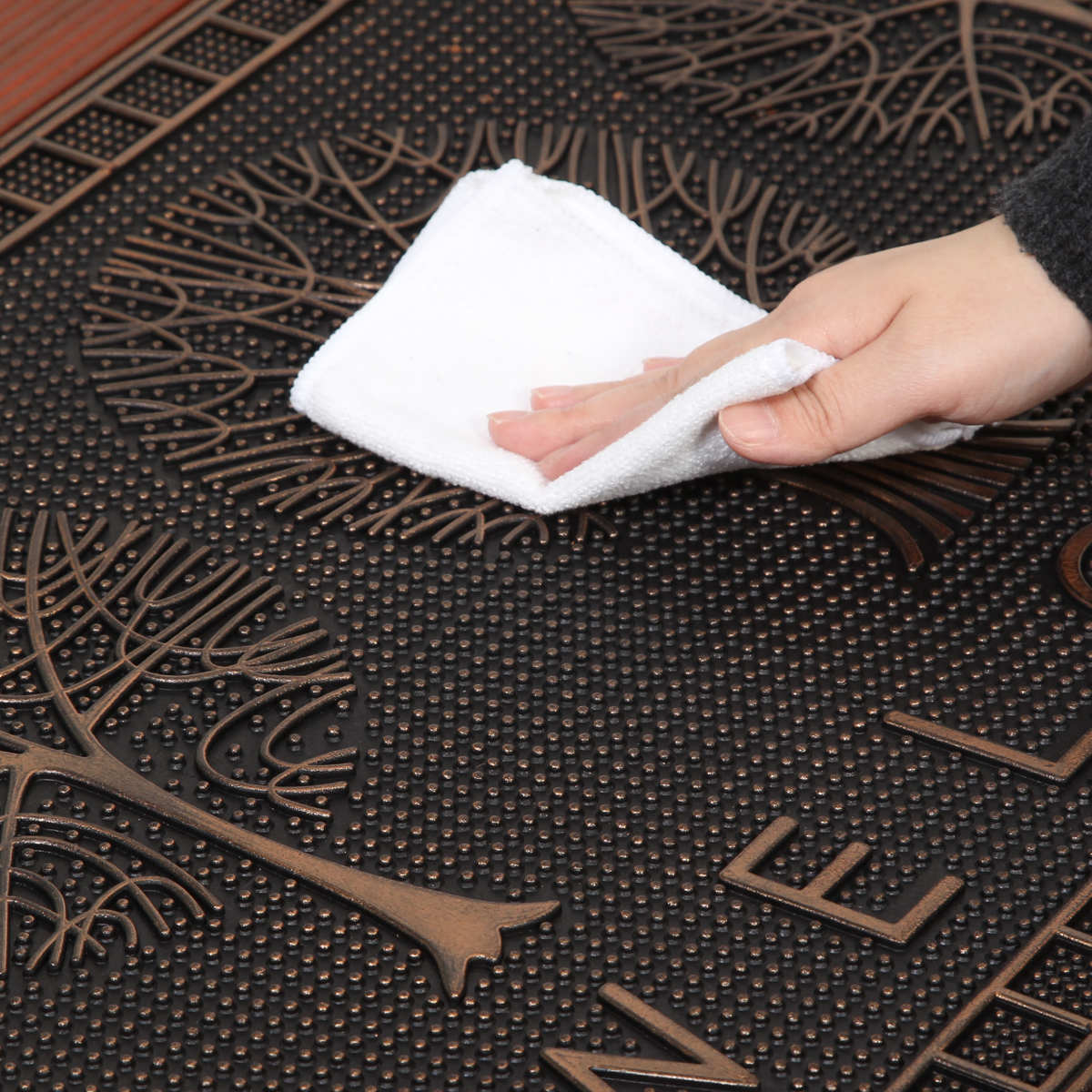 玄関マット 屋外 ラバーマット 北欧 45×75 ( 泥落とし 洗える 水洗い 弾力 マット 滑り止め 雨 ラバー ゴム 幅75cm おしゃれ カフェ ベランダ デッキ テラス 玄関 ゴム素材 外用 室内 薄手 ) 【チェック】 チェック