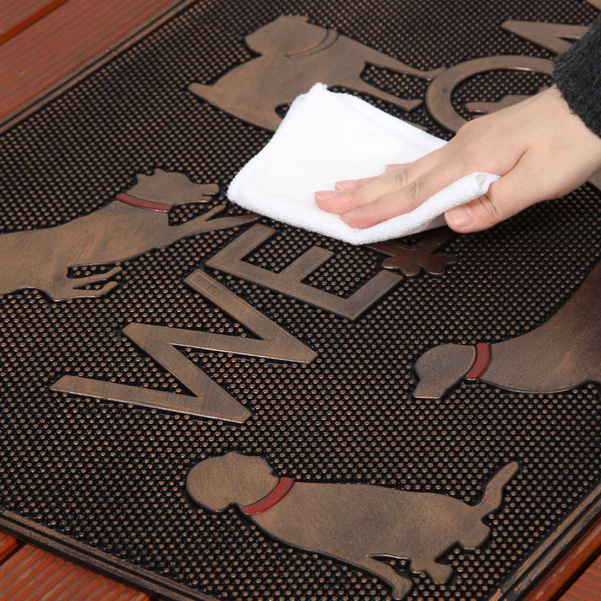 玄関マット 屋外 ラバーマット 犬 45×75 ( 泥落とし 洗える 水洗い 弾力 マット 滑り止め 雨 ラバー ゴム 幅75cm イヌ おしゃれ カフェ ベランダ デッキ テラス 玄関 ゴム素材 外用 室内 薄手 ペット ) 【ドッグアソート】 ドッグアソート