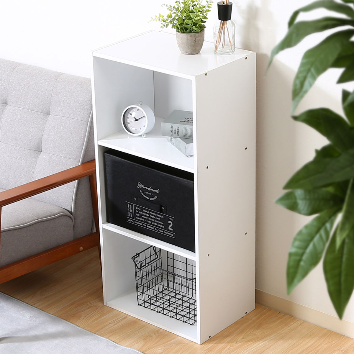 収納ボックス 不織布 同色3個セット インナーボックス スタンダード フルサイズ ( 収納ケース 収納 ケース ボックス カラーボックス インナーケース 引き出し 取っ手付き 持ち手付き ファブリック 布製 おしゃれ ) 【グレー】 グレー