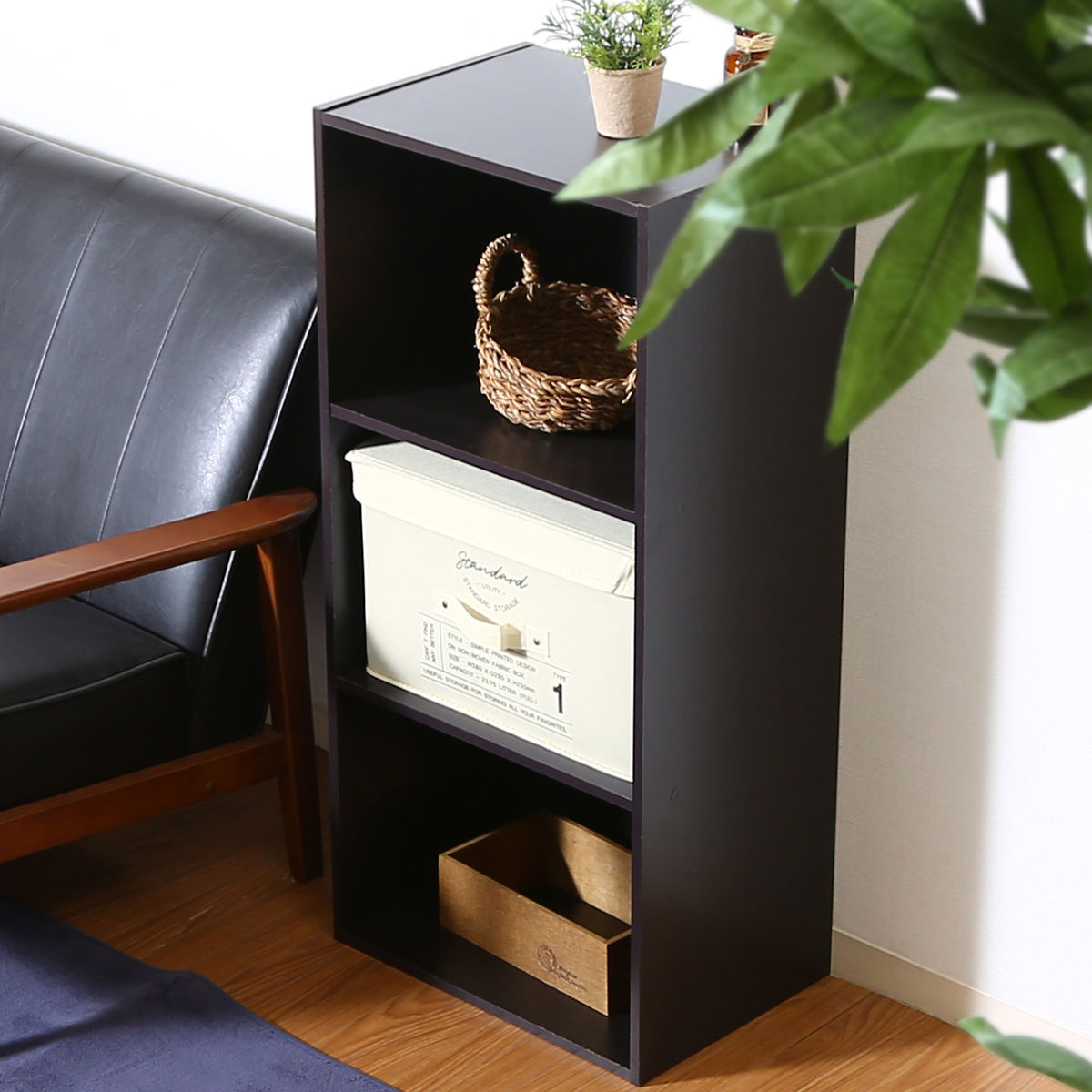 収納ボックス ふた付き 不織布 同色3個セット インナーボックス スタンダード フルサイズ ( 収納ケース 収納 ケース ボックス フタ 蓋 カラーボックス インナーケース 引き出し 取っ手付き 持ち手付き ファブリック 布製 おしゃれ ) 【グレー】 グレー