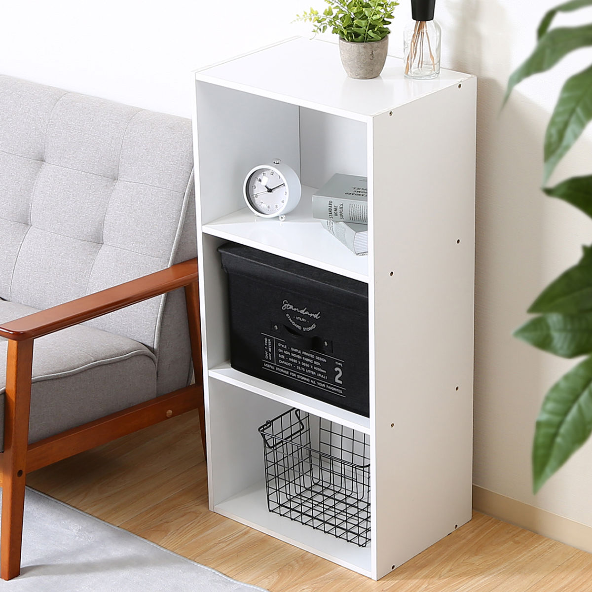 収納ボックス ふた付き 不織布 同色3個セット インナーボックス スタンダード フルサイズ ( 収納ケース 収納 ケース ボックス フタ 蓋 カラーボックス インナーケース 引き出し 取っ手付き 持ち手付き ファブリック 布製 おしゃれ ) 【グレー】 グレー