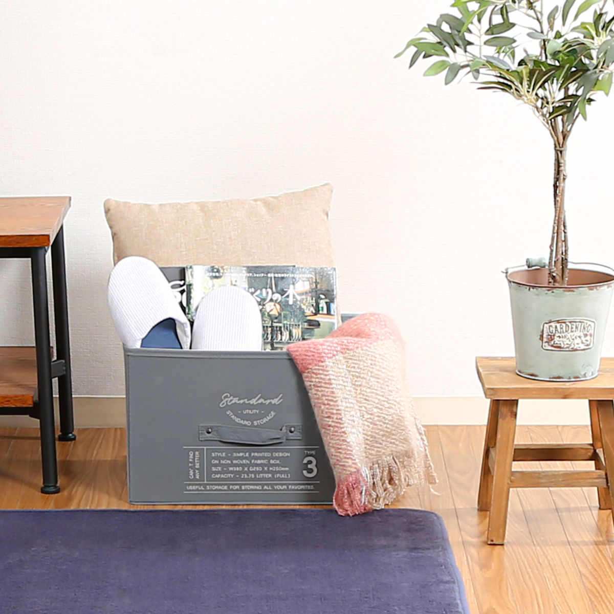 収納ボックス ふた付き 不織布 同色3個セット インナーボックス スタンダード フルサイズ ( 収納ケース 収納 ケース ボックス フタ 蓋 カラーボックス インナーケース 引き出し 取っ手付き 持ち手付き ファブリック 布製 おしゃれ ) 【グレー】 グレー