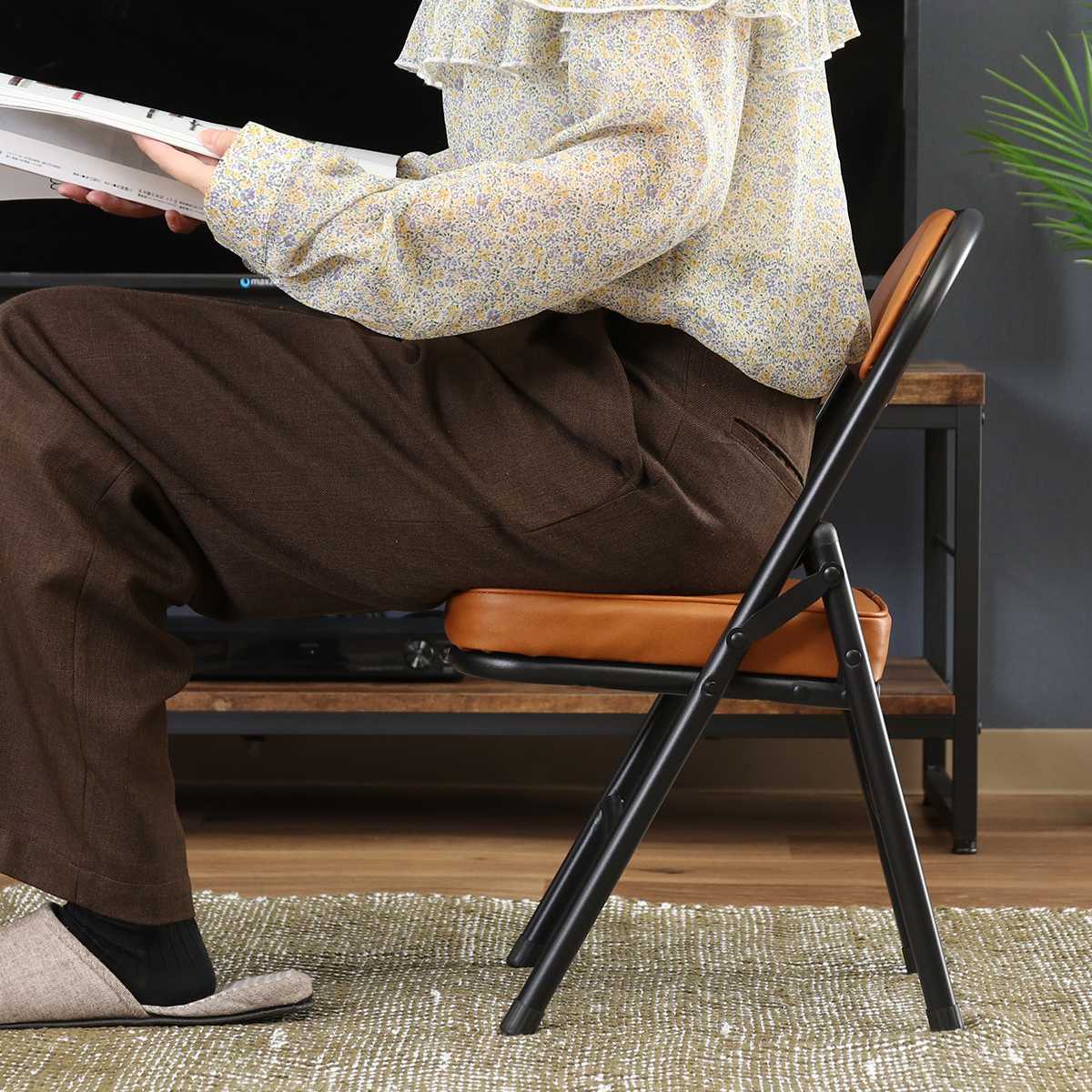 折りたたみ椅子 ロータイプ コンパクト （ チェア 折り畳み 1人掛け