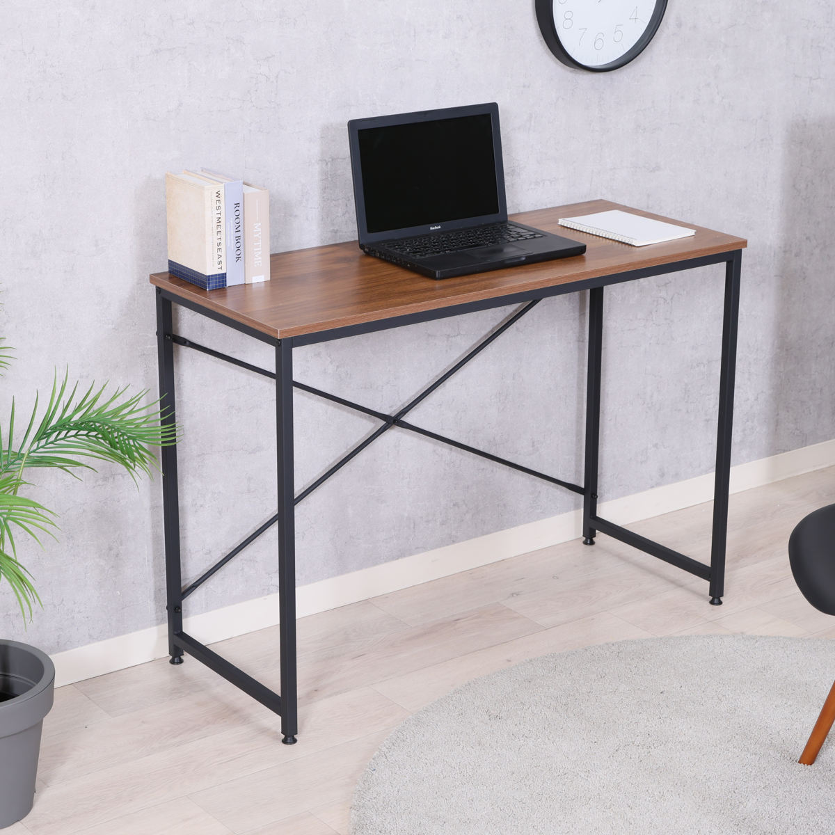 パソコンデスク 幅100cm アチーブ シンプル ( デスク 机 ワークデスク スリム コンパクト 平机 省スペース 学習机 勉強机 奥行41cm 学習デスク パソコン PC リビングデスク ) 【ウォールナット】 ウォールナット