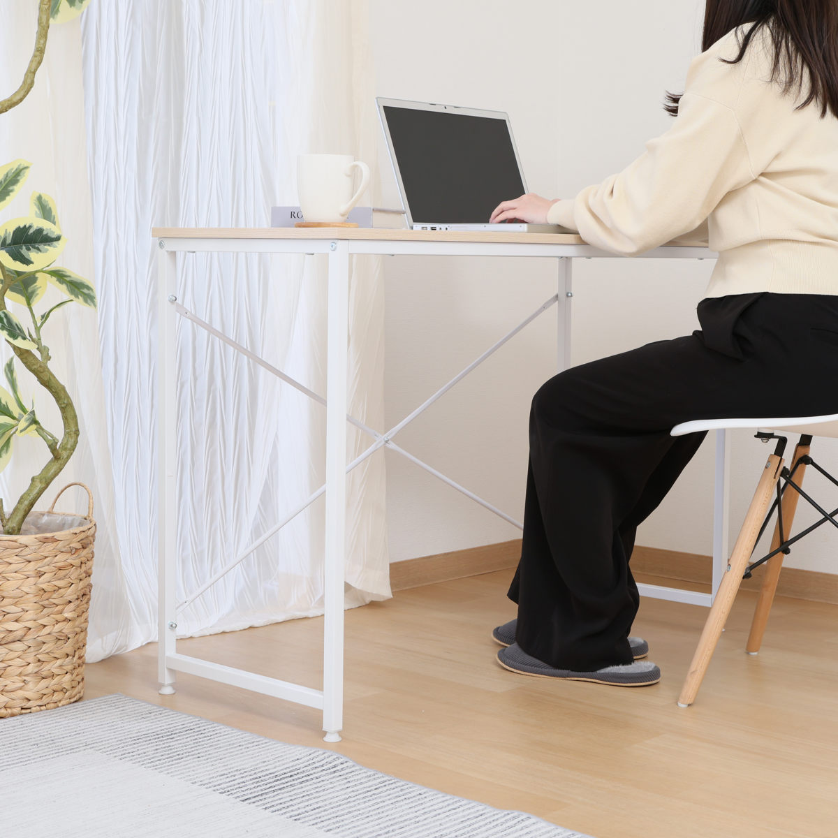 パソコンデスク 幅100cm アチーブ シンプル ( デスク 机 ワークデスク スリム コンパクト 平机 省スペース 学習机 勉強机 奥行41cm 学習デスク パソコン PC リビングデスク ) 【ウォールナット】 ウォールナット