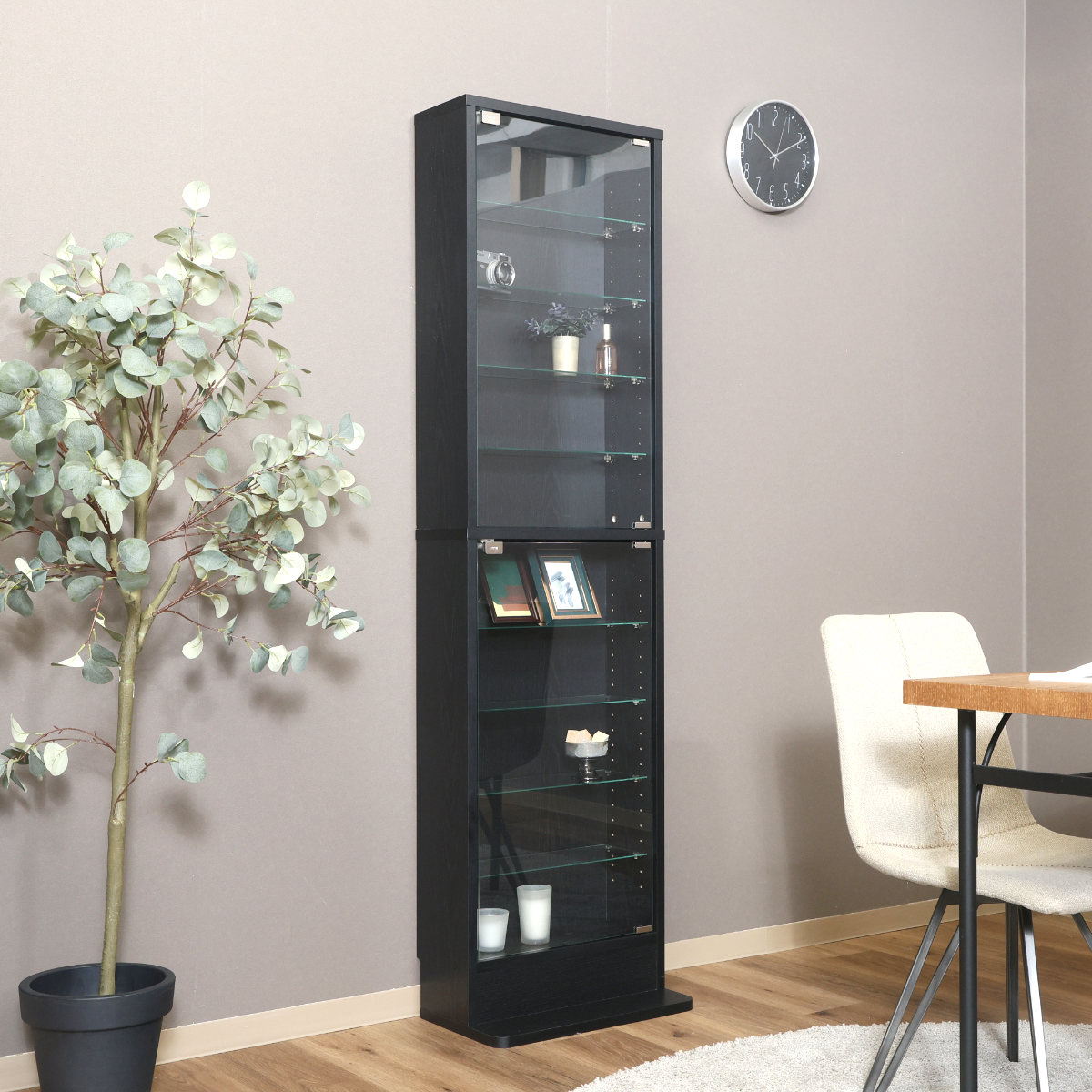 【新品】4段ブラック コレクションケース 強化ガラス フィギュアケース  棚 新品】4段ワイド黒｜ガラスショーケース｜大人のフィギュア棚