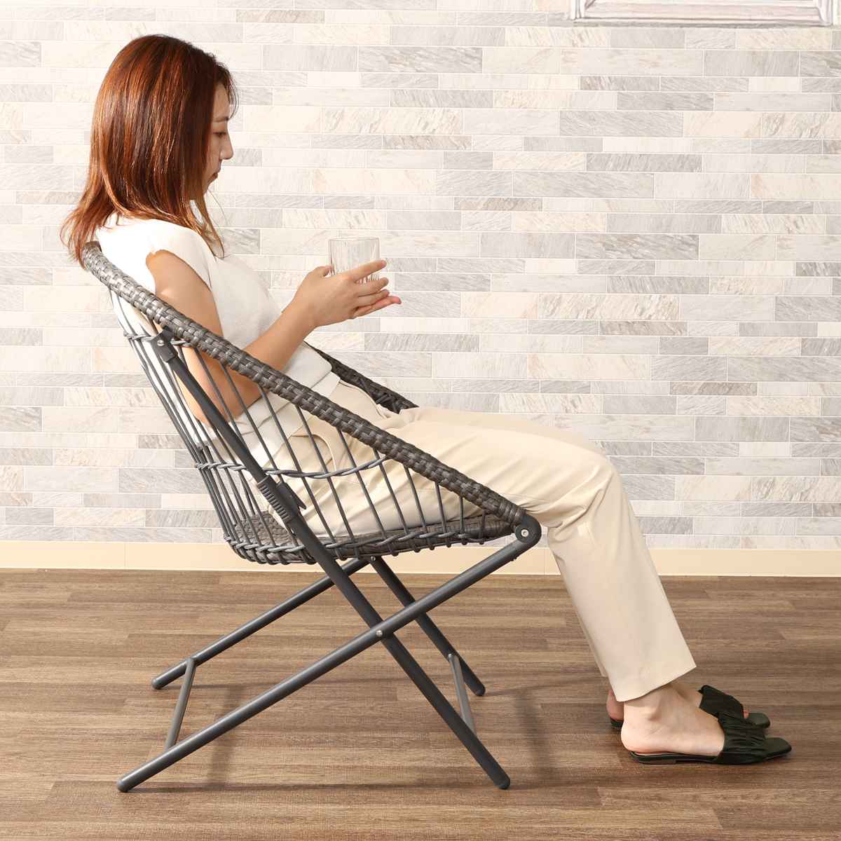 ガーデンテーブル&チェアセット elma ( ガーデン ソファ チェア テーブル 椅子 机 庭 屋外 センターテーブル 3点セット カフェ風 モダン インテリア バルコニー 室内 ホテル リゾート 折りたたみ 収納袋付 高級感 おしゃれ )