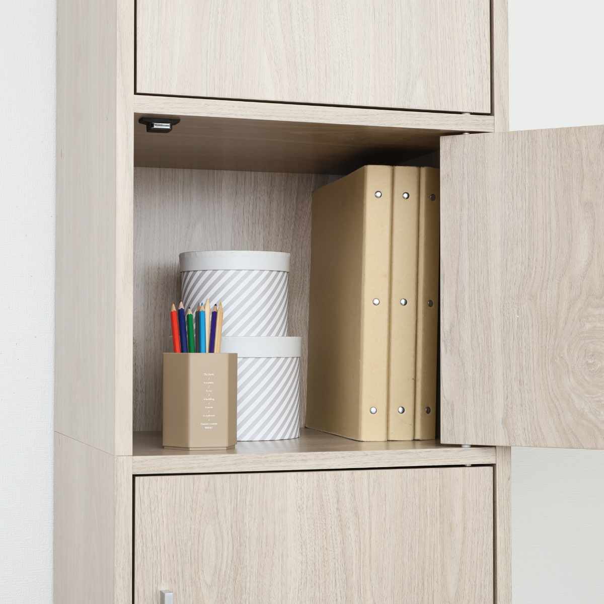 dショッピング |扉付き収納ボックス 幅43cm 5段 木目調 ロッカー （ A4