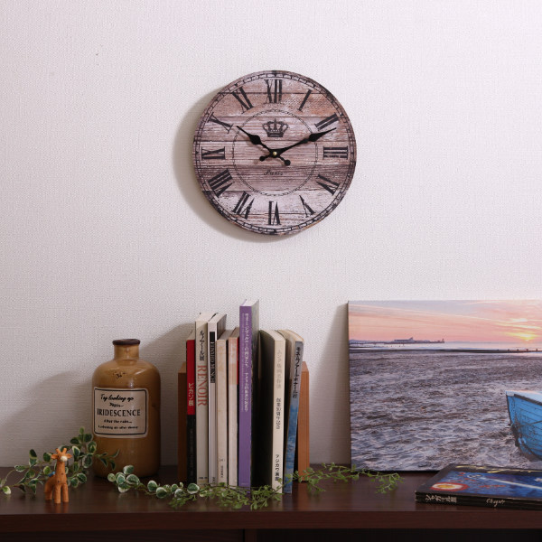 掛け時計 アンティークウッド 直径 28ｃｍ 壁掛け 時計 アナログ