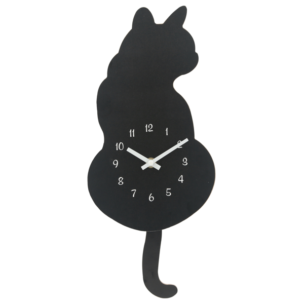 掛け時計 振り子時計 クロネコ 壁掛け 時計 アナログ 猫