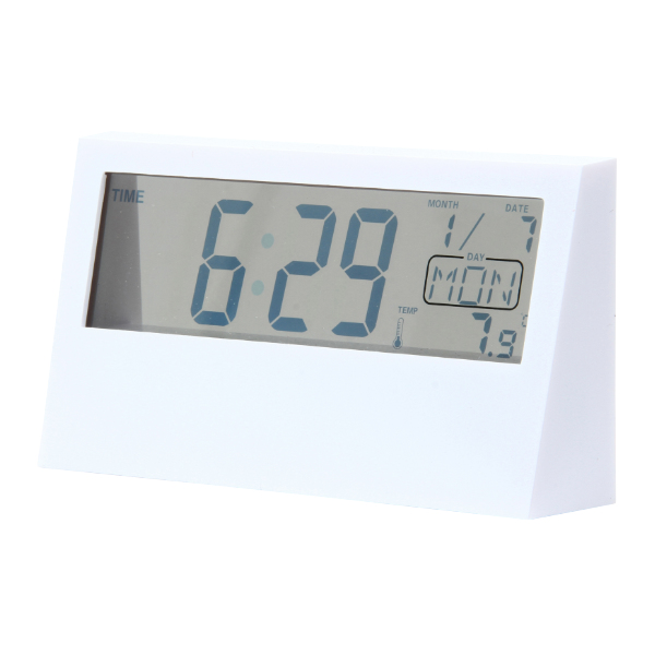 置き時計 クリア デジタル 時計 目覚まし時計 アラーム 温度計 タイマー 電池式