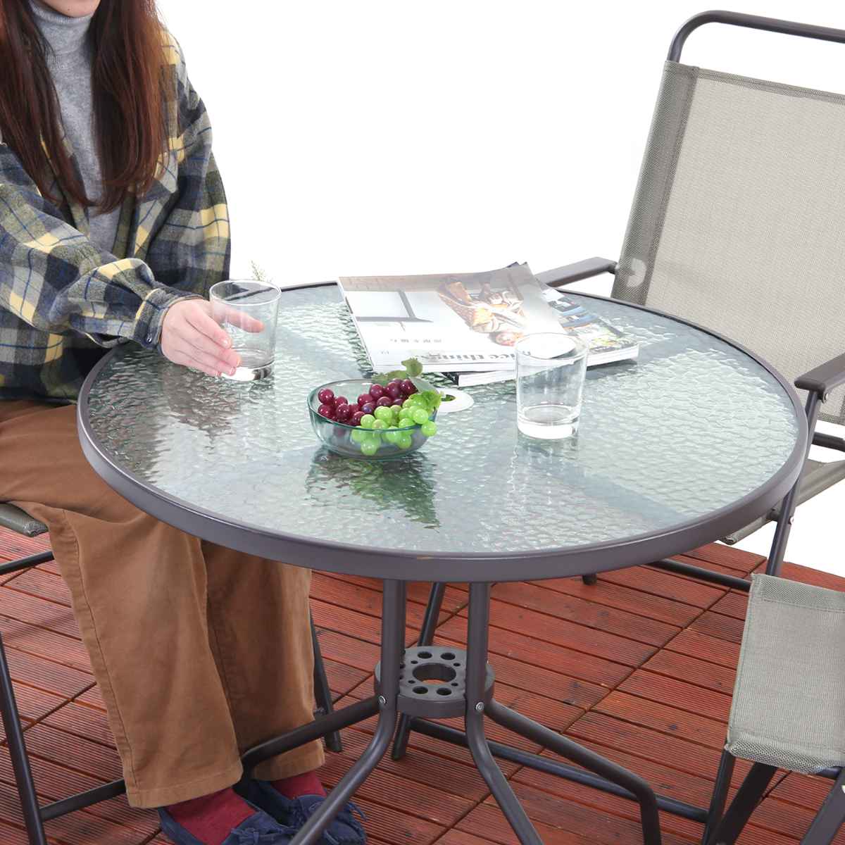 ガーデンテーブル チェアセット パラソル 6点セット （ ガーデン