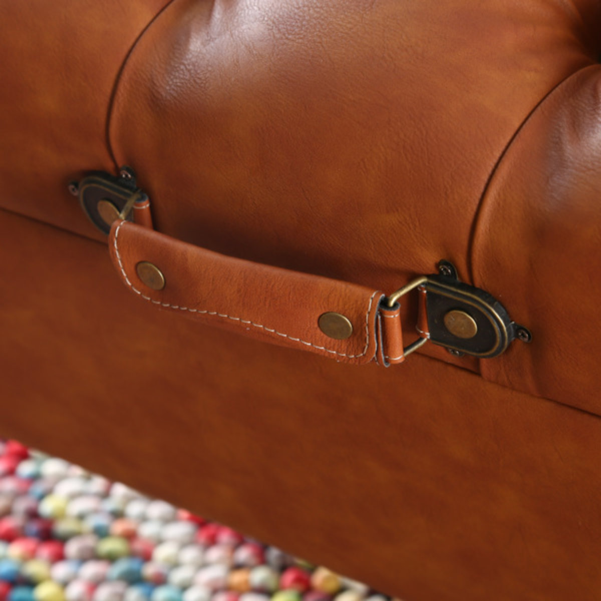 トランクベンチ 幅80.5cm トランク スツール 収納 ヴィンテージ調 レザー調 脚付き ( 2人掛け ベンチソファ 玄関 リビング 収納ベンチ ベンチスツール ベンチ 椅子 腰掛け チェア おしゃれ アンティーク調 ) 【ブラック】 ブラック