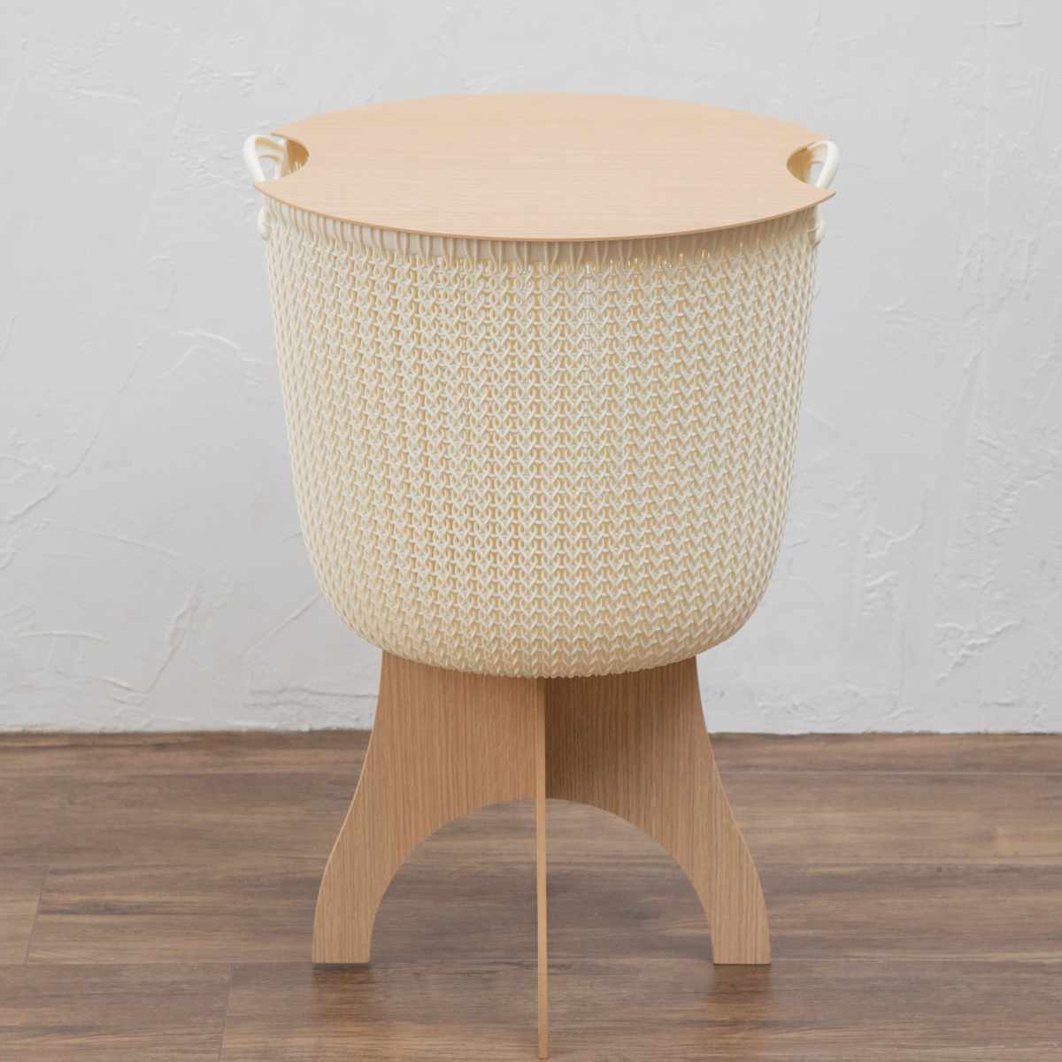 スタンド CURVER Knit ラウンドバスケット 30L用 ( カーバー ラウンドバスケット用 30L 専用スタンド ラウンド専用 ニットバスケット 脚 高さアップ 取り出しやすい 木目 )