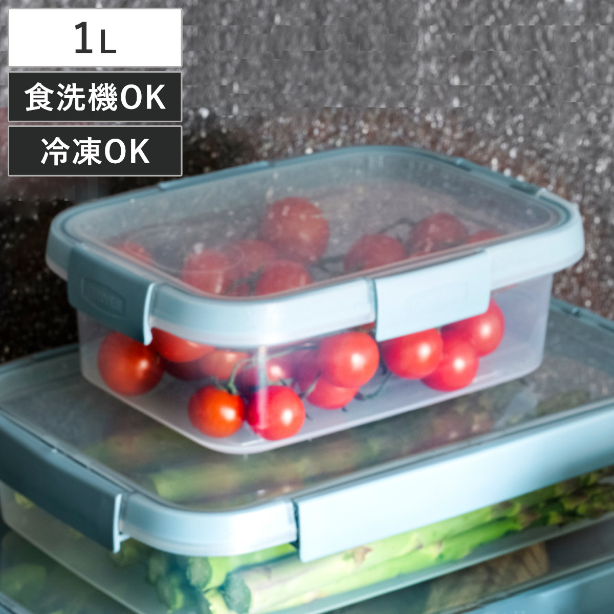 保存容器 Smart Fresh スマートフレッシュ 長方形 1L ( キャニスター 食品保存容器 プラスチック容器 フードストッカー レンジ対応 食洗機対応 保存ケース 密閉 中が見える 蓋 角型 4点ロック 冷蔵 冷凍 レンジ スタッキング )