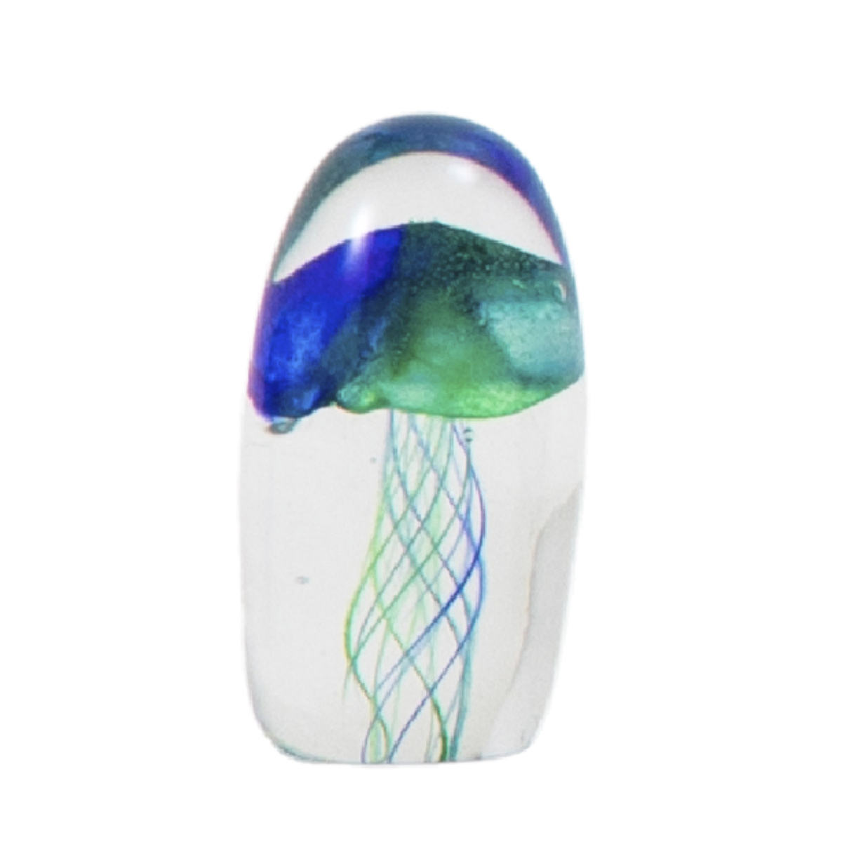ガラスインテリアオブジェ(Glass interior objects) クラゲ S ( ガラス オブジェ 置き物 くらげ Sサイズ ガラス細工 玄関 コンパクト クリア 透明 ペーパーウェイト インテリア 水族館 海の生き物 ニッチ トイレ ) 【ブルー】 ブルー