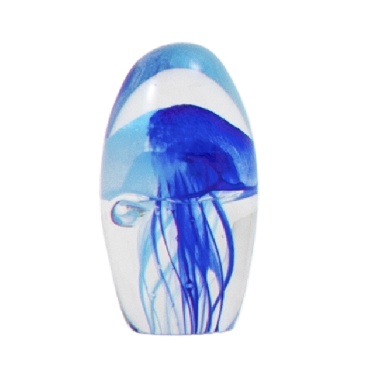 ガラスインテリアオブジェ(Glass interior objects) クラゲ S ( ガラス オブジェ 置き物 くらげ Sサイズ ガラス細工 玄関 コンパクト クリア 透明 ペーパーウェイト インテリア 水族館 海の生き物 ニッチ トイレ ) 【ブルー】 ブルー