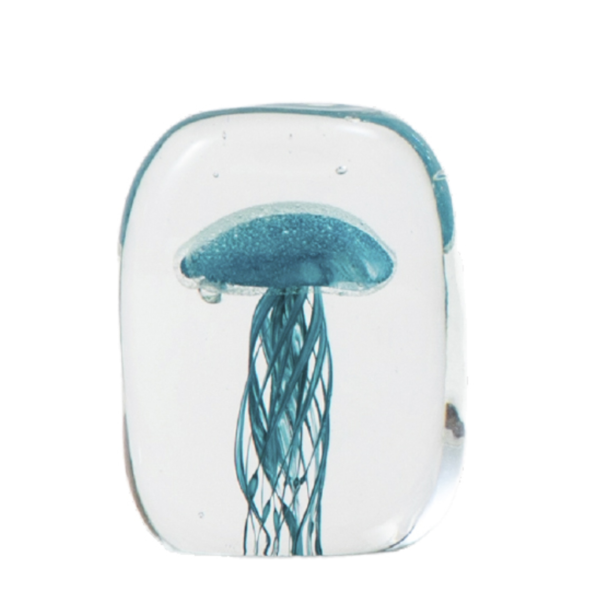 ガラスインテリアオブジェ(Glass interior objects) クラゲ M ( ガラス オブジェ 置き物 くらげ Mサイズ ガラス細工 玄関 コンパクト クリア 透明 ペーパーウェイト インテリア 水族館 海の生き物 ニッチ トイレ ) 【ブルー】 ブルー