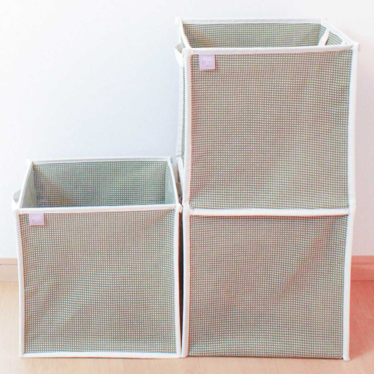 ランドリーバスケット 折りたたみ ピアット ダブル ( バスケット ランドリー 持ち手付 洗濯 脱衣かご 折り畳み 洗濯かご 隙間 収納 おもちゃ 水回り 脱衣所 玄関 シンプル 軽量 コットン ) 【カーキ】 カーキ