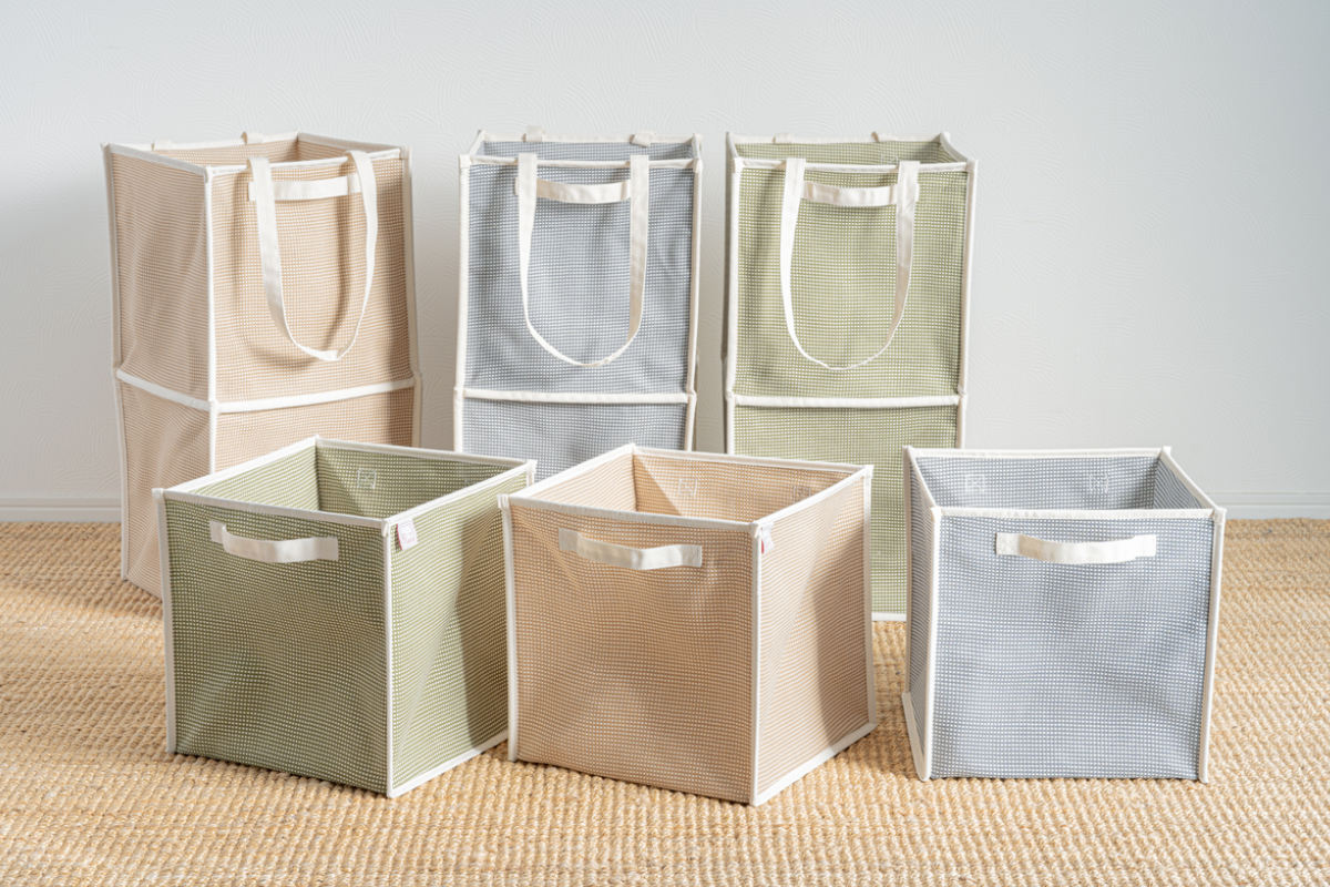 ランドリーバスケット 折りたたみ ピアット ダブル ( バスケット ランドリー 持ち手付 洗濯 脱衣かご 折り畳み 洗濯かご 隙間 収納 おもちゃ 水回り 脱衣所 玄関 シンプル 軽量 コットン ) 【カーキ】 カーキ