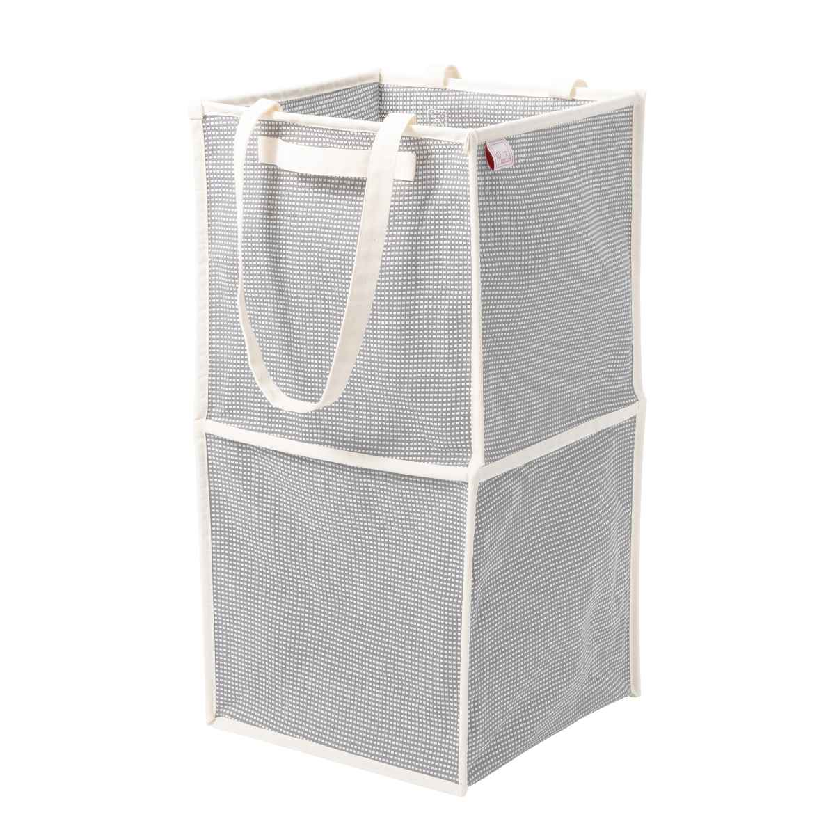 ランドリーバスケット 折りたたみ ピアット ダブル ( バスケット ランドリー 持ち手付 洗濯 脱衣かご 折り畳み 洗濯かご 隙間 収納 おもちゃ 水回り 脱衣所 玄関 シンプル 軽量 コットン ) 【カーキ】 カーキ