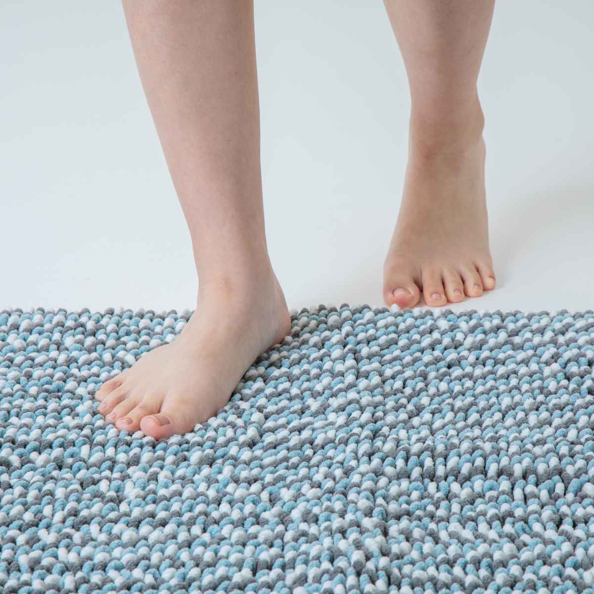 バスマット 40×60cm マイクロファイバー モフバスマット ポコット ( お風呂マット バス マット 吸水速乾 抗菌 お風呂 浴室 長方形 40×60 足ふきマット ピンク ブルー ネイビー ) 【ネイビー】 ネイビー