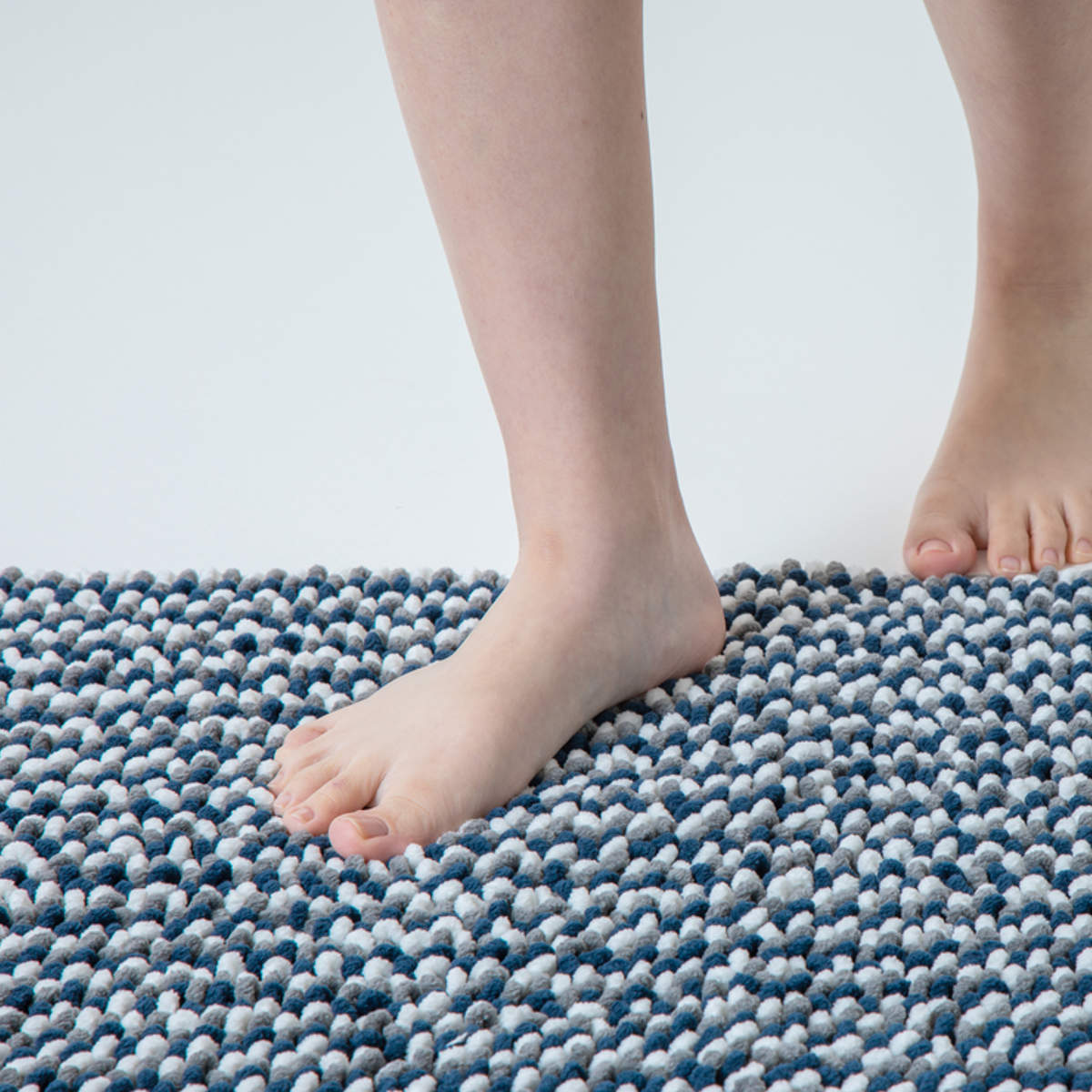 バスマット 40×60cm マイクロファイバー モフバスマット ポコット ( お風呂マット バス マット 吸水速乾 抗菌 お風呂 浴室 長方形 40×60 足ふきマット ピンク ブルー ネイビー ) 【ネイビー】 ネイビー