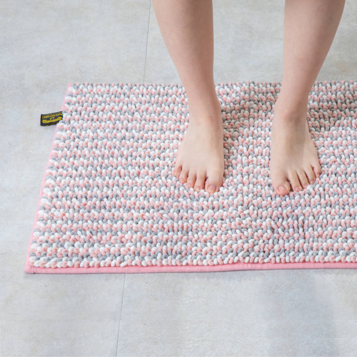 バスマット 50×70cm マイクロファイバー モフバスマット ポコット ( お風呂マット バス マット 吸水速乾 抗菌 お風呂 浴室 長方形 50×70 足ふきマット ピンク ブルー ネイビー ) 【ピンク】 ピンク