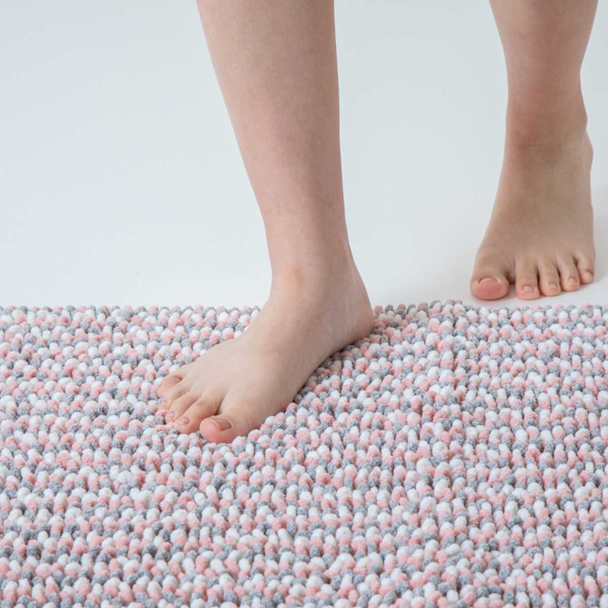 バスマット 50×70cm マイクロファイバー モフバスマット ポコット ( お風呂マット バス マット 吸水速乾 抗菌 お風呂 浴室 長方形 50×70 足ふきマット ピンク ブルー ネイビー ) 【ピンク】 ピンク