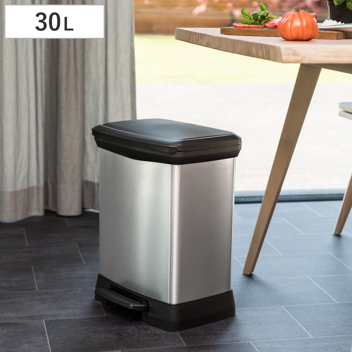 ゴミ箱 30L ステンレス Deco ペダルビン ペダル式 （ ごみ箱 30リットル デコ ペダル ふた付き 軽量 シンプル プラスチック スタイリッシュ 袋止め付き 分別 ）