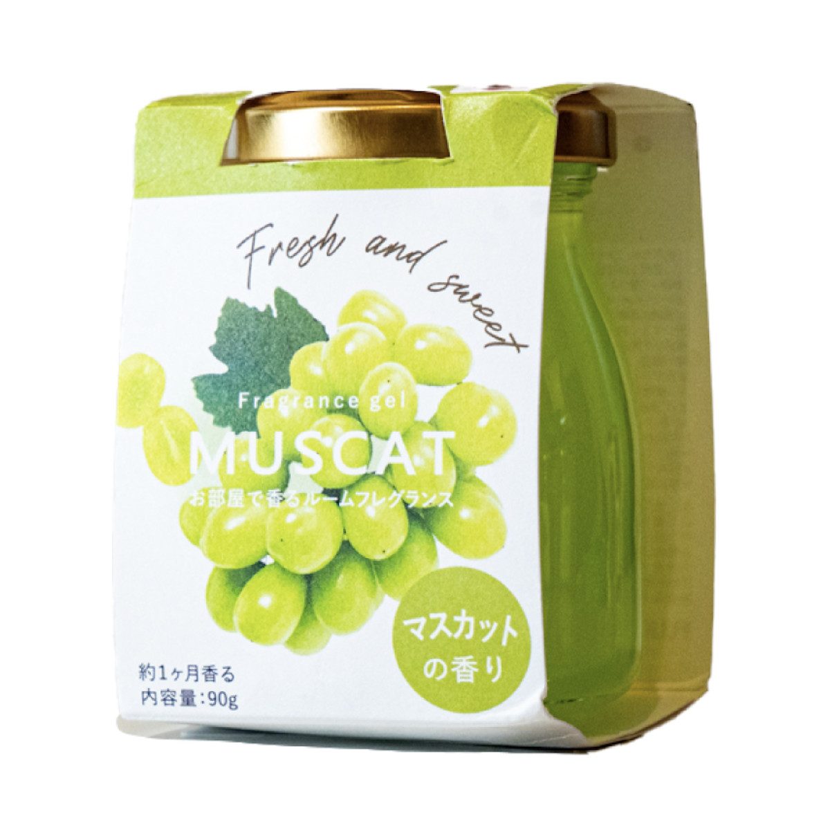 ルームフレグランス まるごとフルーツ フレグランスジェル 90g ( 芳香剤 フレグランス 香り プチギフト フルーツ 置くだけ ジェルタイプ 手軽 コンパクト ディフューザー インテリア おしゃれ 玄関 トイレ 寝室 蓋付き ) 【マスカット】 マスカット