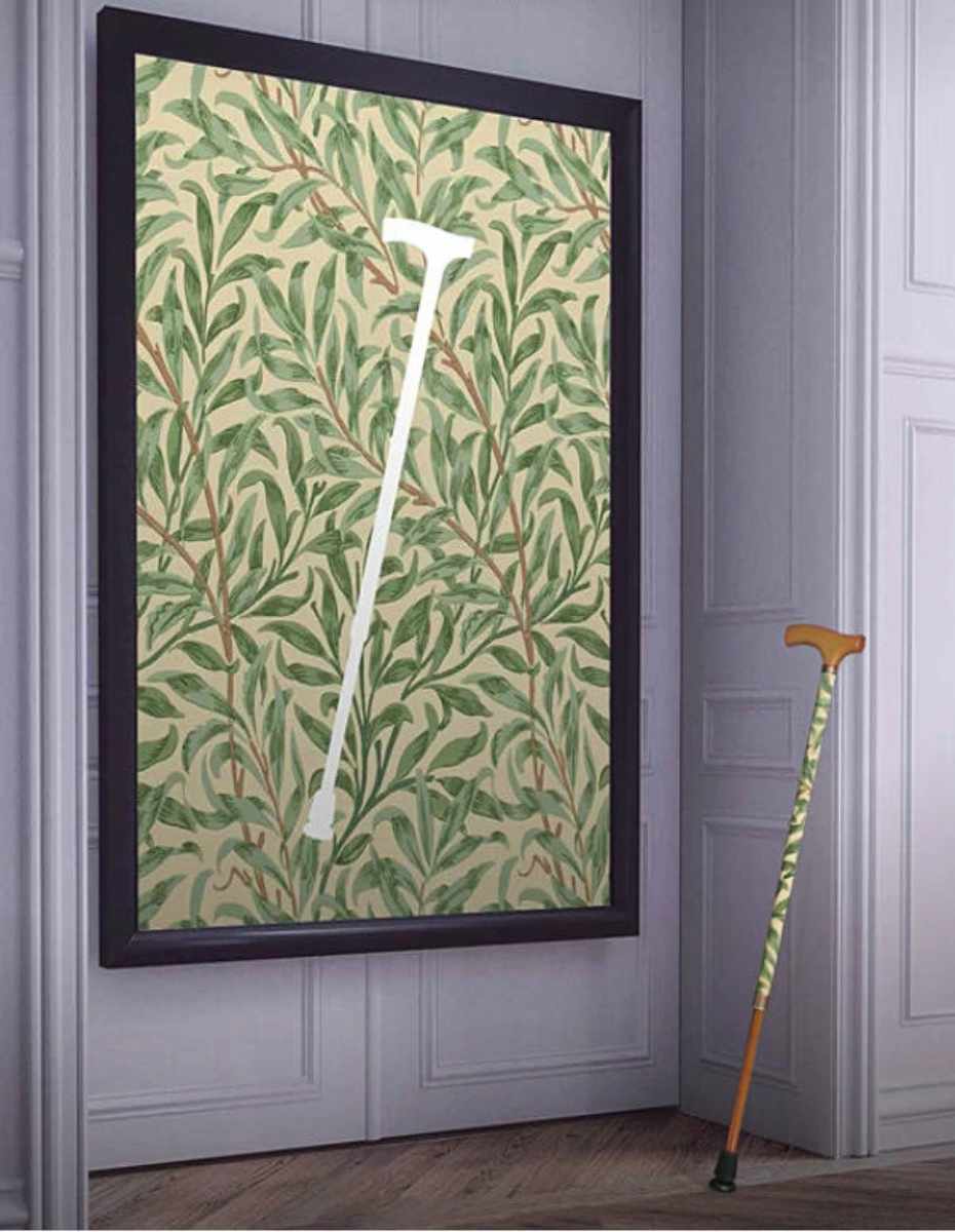 杖 ウィリアムモリス ハニーサックル&チューリップ 伸縮 軽量 おしゃれ 女性 介護 ( 伸縮杖 10段階調節 つえ ウィリアム・モリス ストラップ付き 滑りにくい 歩行補助 外出 散歩 転倒防止 高級感 介護用品 )