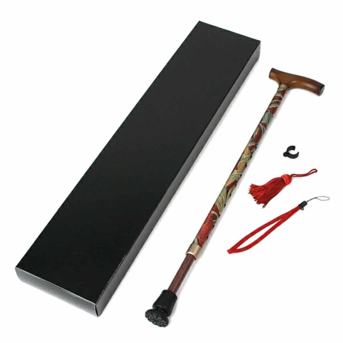 杖 ウィリアムモリス ハニーサックル&チューリップ 伸縮 軽量 おしゃれ 女性 介護 ( 伸縮杖 10段階調節 つえ ウィリアム・モリス ストラップ付き 滑りにくい 歩行補助 外出 散歩 転倒防止 高級感 介護用品 )