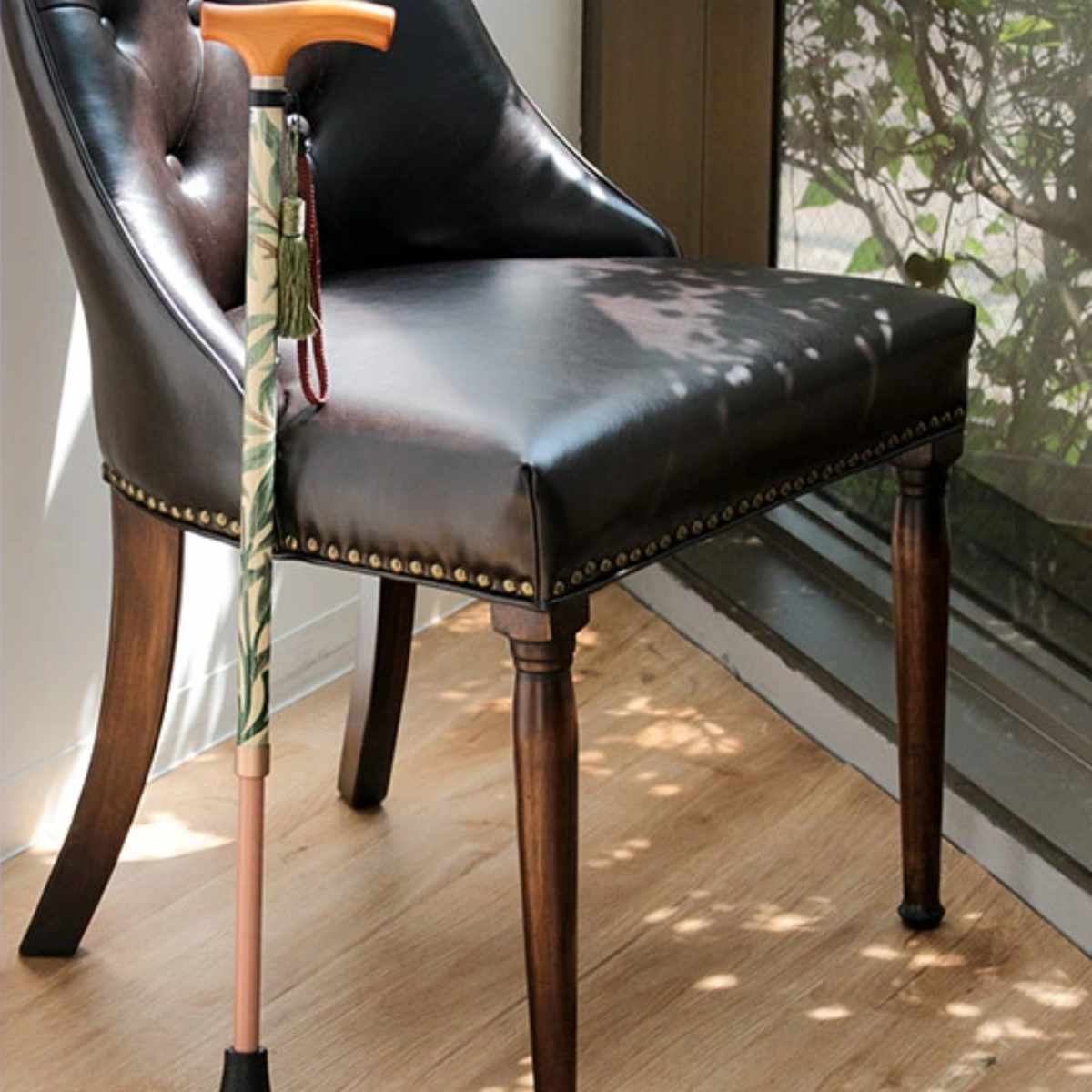 杖 ウィリアムモリス ウィローボウ 伸縮 軽量 おしゃれ 女性 介護 ( 伸縮杖 10段階調節 つえ ウィリアム・モリス ストラップ付き 滑りにくい 歩行補助 外出 散歩 転倒防止 高級感 介護用品 )