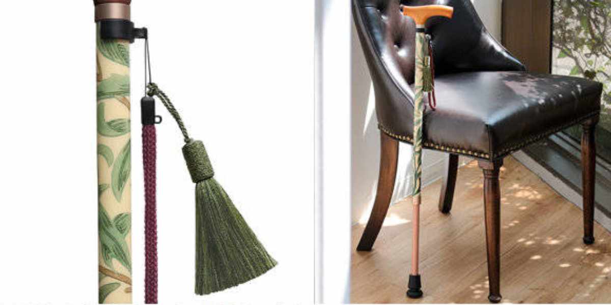 杖 ウィリアムモリス ウィローボウ 伸縮 軽量 おしゃれ 女性 介護 ( 伸縮杖 10段階調節 つえ ウィリアム・モリス ストラップ付き 滑りにくい 歩行補助 外出 散歩 転倒防止 高級感 介護用品 )