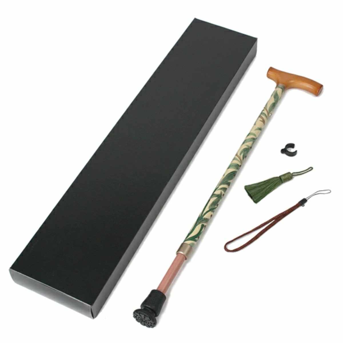 杖 ウィリアムモリス ウィローボウ 伸縮 軽量 おしゃれ 女性 介護 ( 伸縮杖 10段階調節 つえ ウィリアム・モリス ストラップ付き 滑りにくい 歩行補助 外出 散歩 転倒防止 高級感 介護用品 )