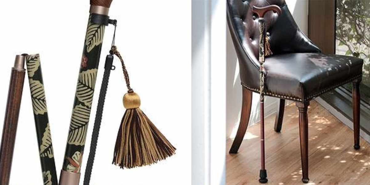 杖 ウィリアムモリス ブランブル 折りたたみ 軽量 おしゃれ 女性 介護 ( 伸縮杖 5段階調節 つえ 折り畳み 伸縮 ウィリアム・モリス ストラップ付き 滑りにくい 持ち運び 歩行補助 転倒防止 高級感 )