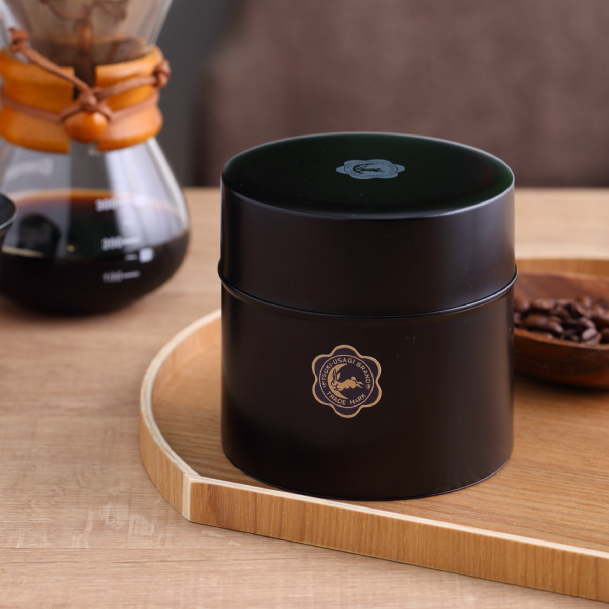 コーヒー缶 月兎印 月兎缶 大 300g 日本製 ( 保存容器 密閉 おしゃれ 茶缶 お茶缶 茶葉容器 お茶保存缶 茶葉入れ 小物入れ インテリア 月兎 お茶容器 ブリキ缶 茶葉保存 お茶っぱ入れ ティーキャニスター 中蓋 うさぎ ) 【グリーン】 グリーン