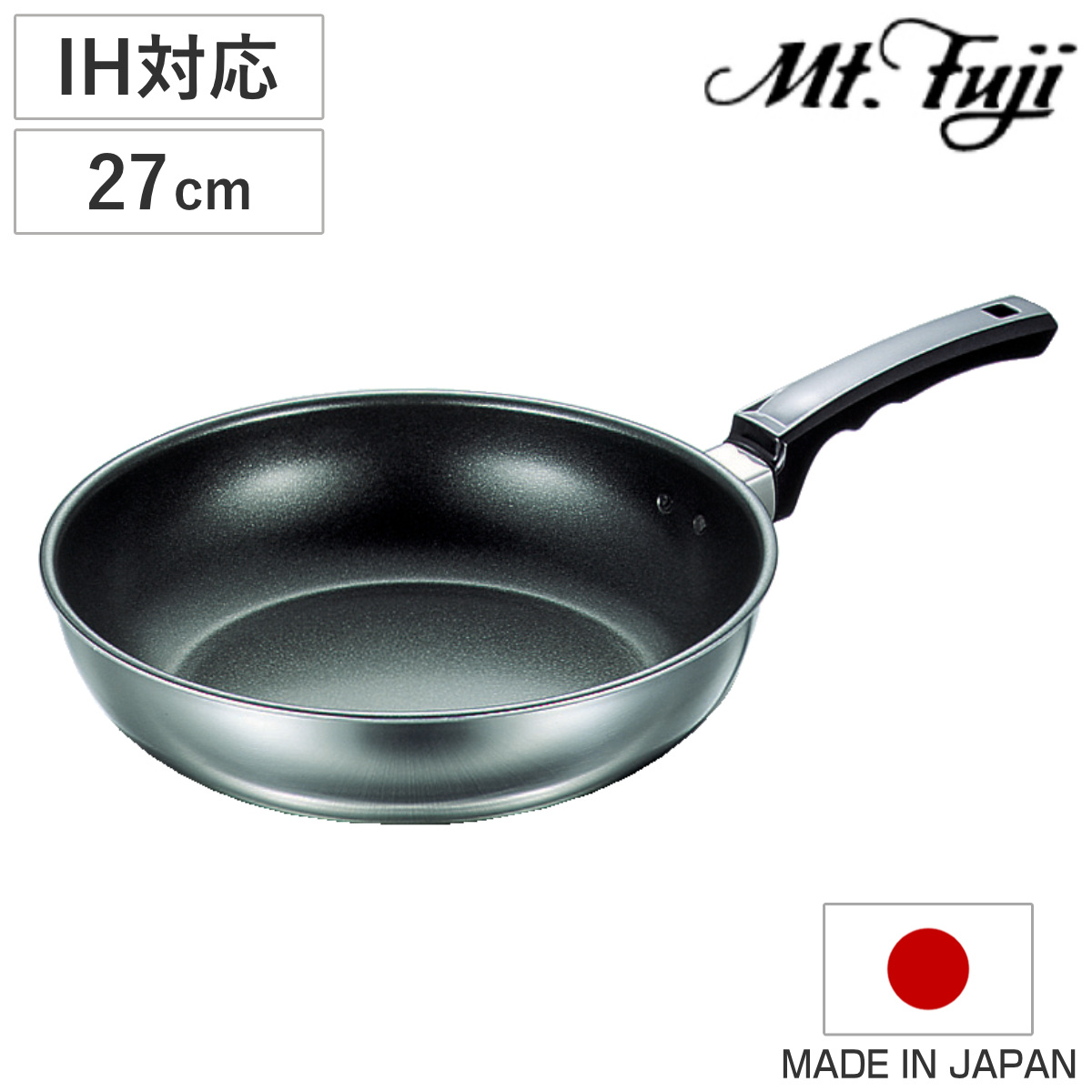 いため鍋 27cm IH対応 いため鍋DX フジノス 日本製 深型フライパン ( 炒め鍋 ガス火対応 アルミ ステンレス ふっ素加工 フッ素加工 27センチ 国産 3層構造 フッ素コーティング クラッド 熱伝導 職人 手仕事 本格 燕三条 )