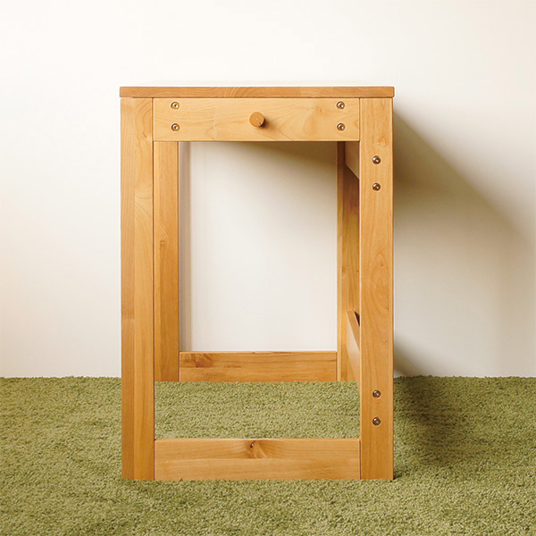 学習机 引出し付 ワークデスク 天然木 アルダー材 オイル仕上 幅80cm