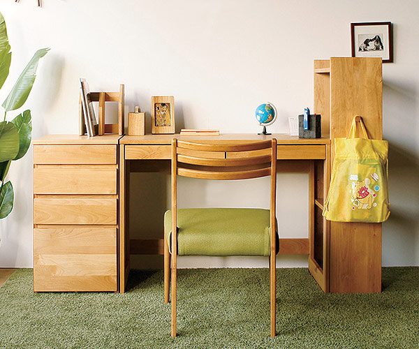 アルダー材　机　 オイル塗装　引き出し付き dショッピング |学習机 引出し付 ワークデスク 天然木 アルダー材