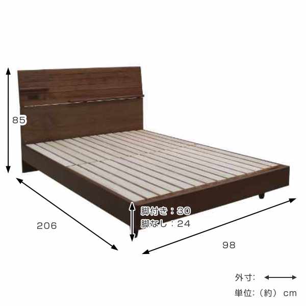 ベッド シングル 幅98cm ベッドフレーム すのこ 木製 ヘッドボード付き