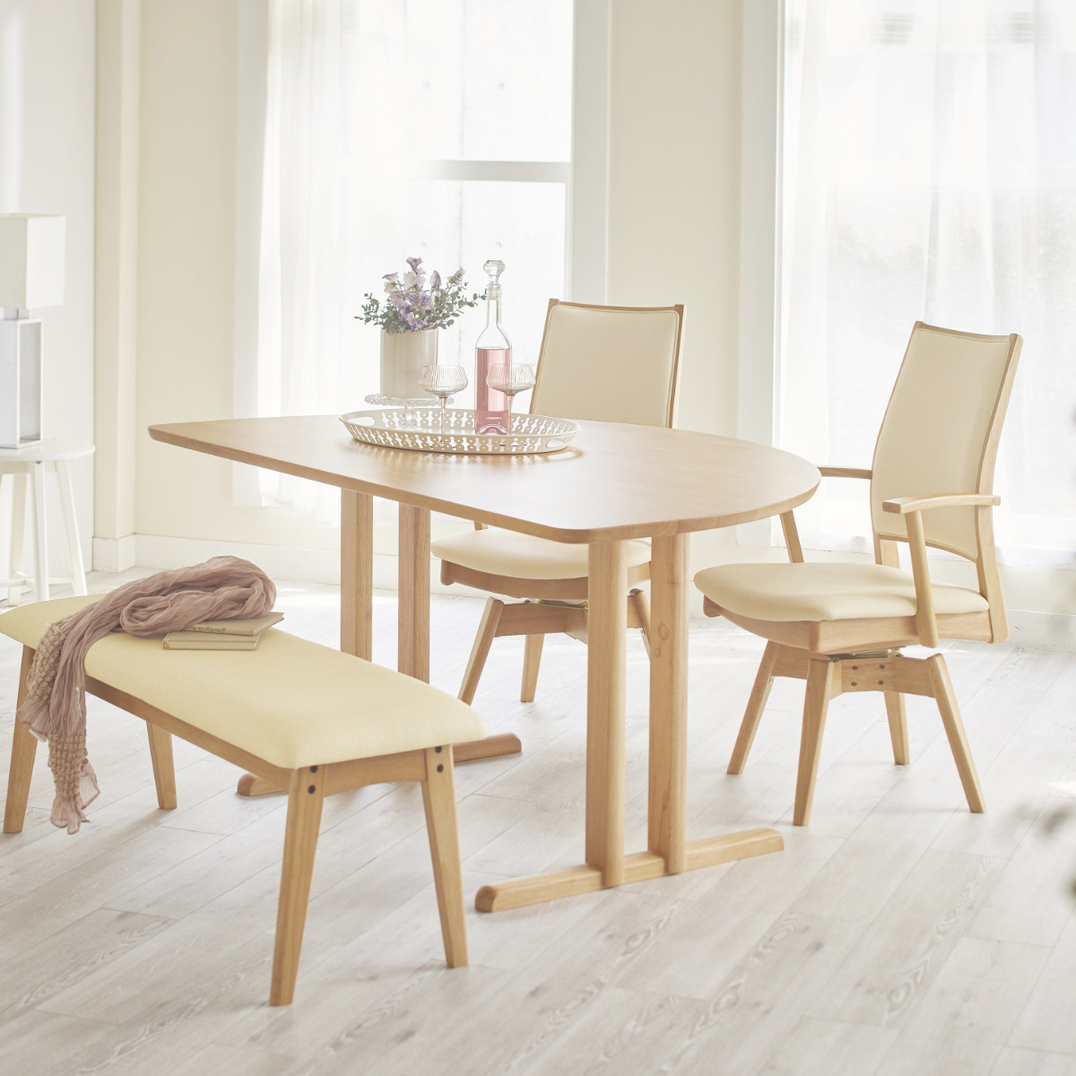 ダイニングテーブル 半円型 2本脚タイプ 幅150×奥行95cm アートライフ ( 開梱設置 テーブル 食卓テーブル T字脚 半円 机 木製 天然木 ダイニング 壁付け 食卓 リビングテーブル 作業台 木製テーブル ウッドテーブル 半円形 ) 【ブラウン】 ブラウン