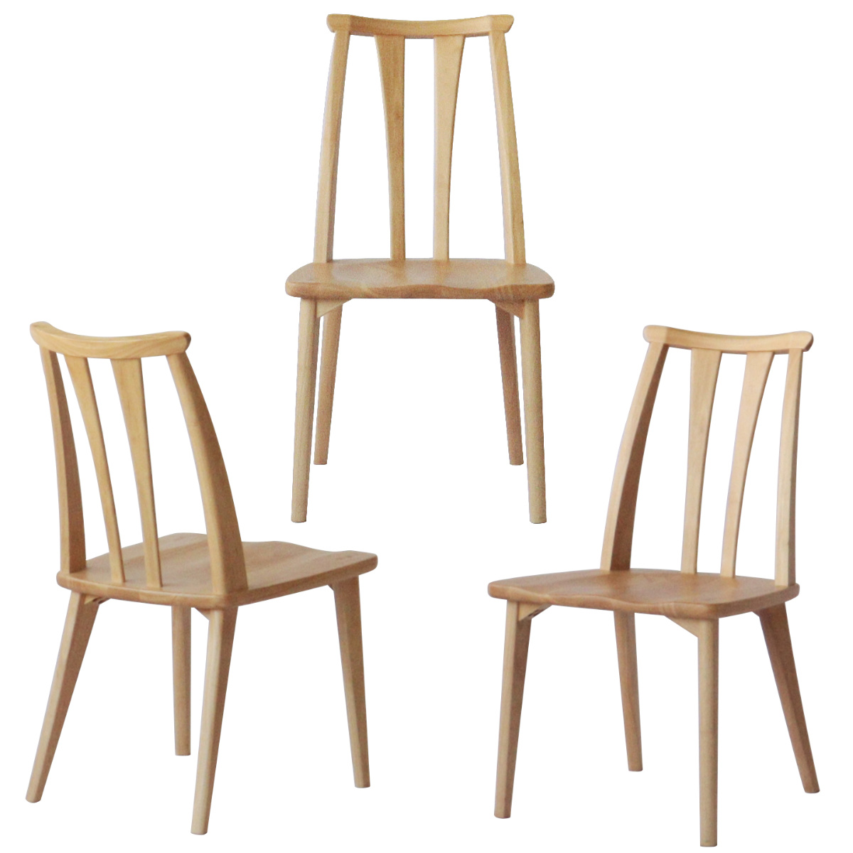 ダイニングチェア 2脚セット 座面高42cm 結 木製 無垢材 ( 開梱設置 チェア ダイニング 天然木 イス 椅子 食卓椅子 肘なし 木製椅子 木製チェア いす 食卓 リビング リビングチェア シンプル ラバーウッド 無垢 )
